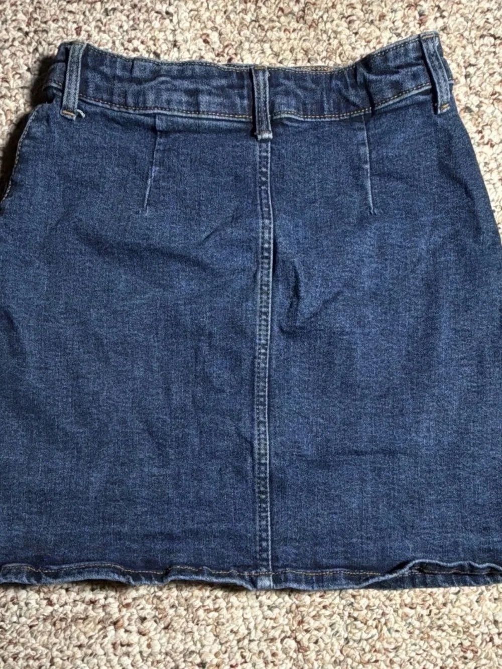 H&M Dark Blue Denim Skirt with Contrast Stitching